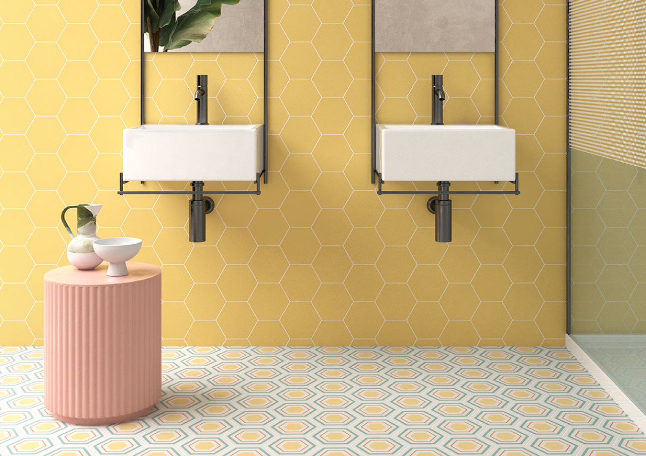 azulejos hexagonales para baño Sechseckige Badezimmerfliesen