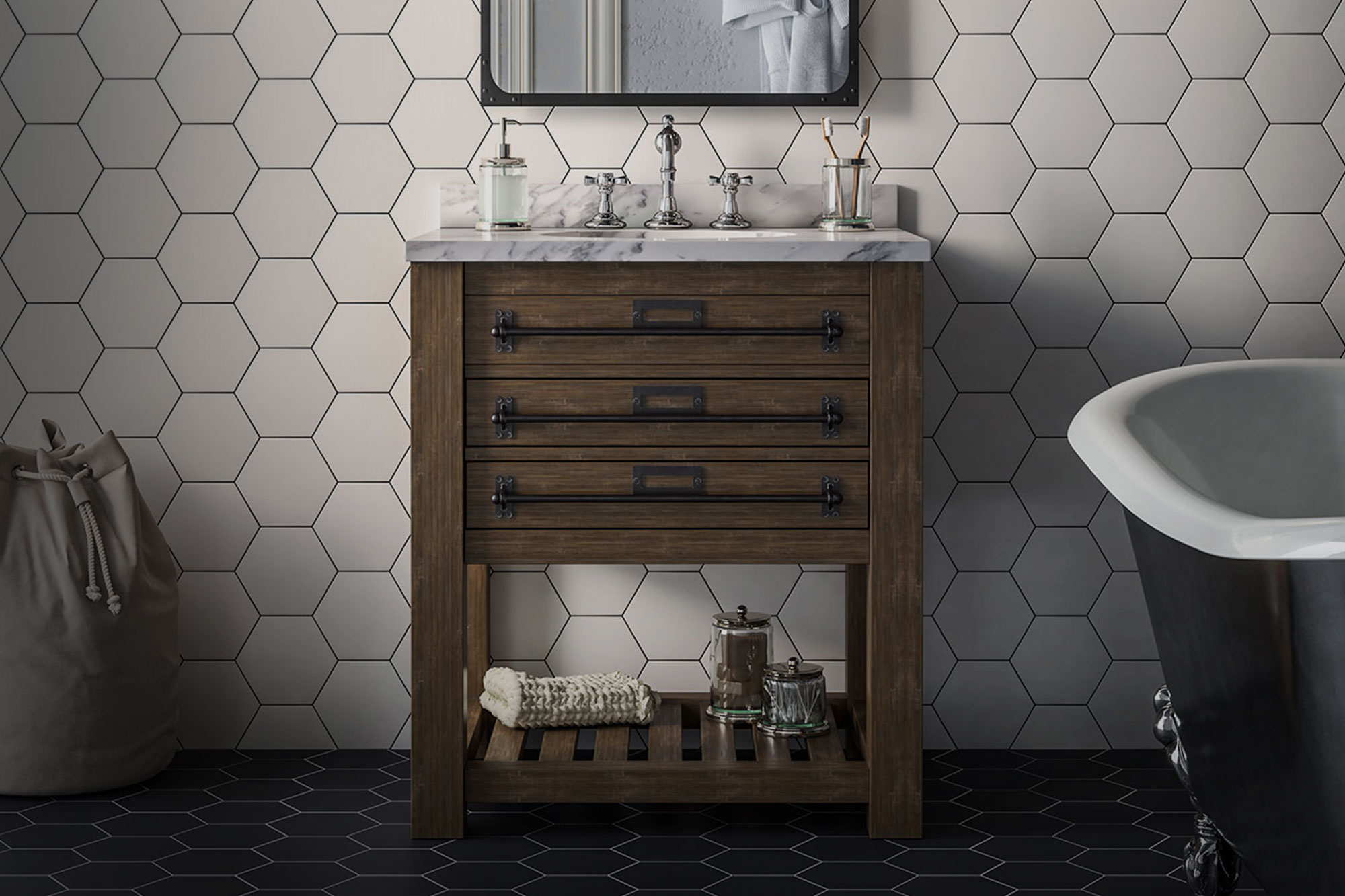 Azulejos hexagonales para baño <strong>HEXAGONAL BATHROOM TILES</strong>