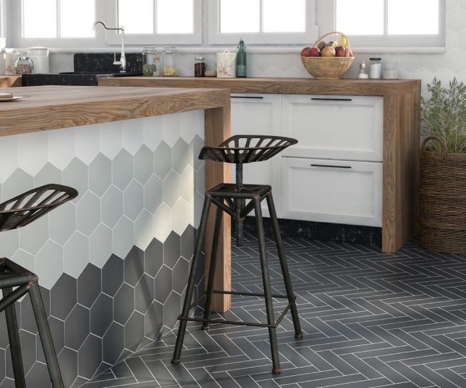 Hexagonal kitchen tiles