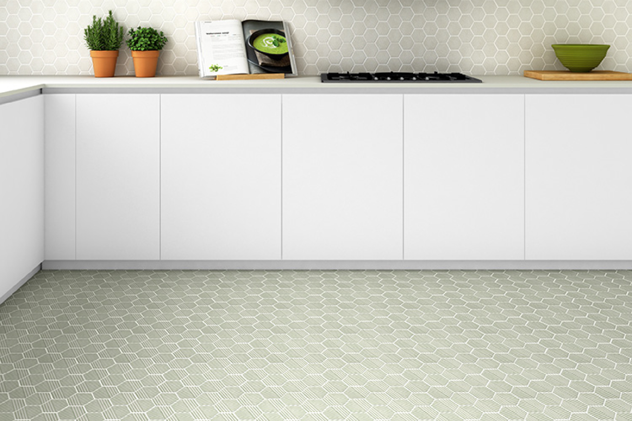 Hexagonal kitchen tiles